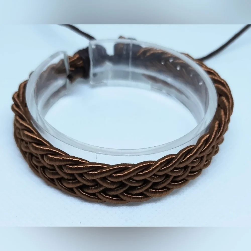 Men's Bracelet Leather Braided‎ Brown New f79